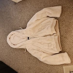 Zara cream faux fur zip jacket. Small.